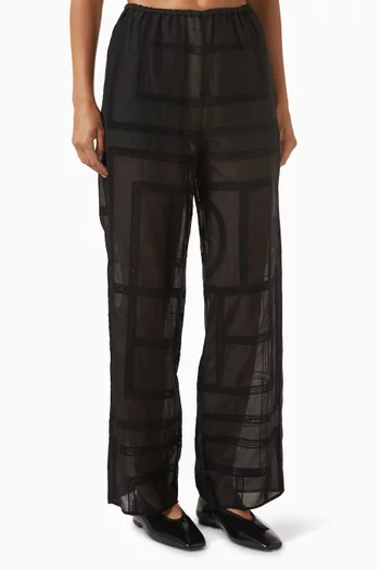 Monogram Crochet Pyjama Pants in Organic Cotton-blend