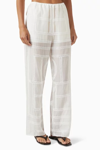 Monogram Crochet Pyjama Pants in Organic Cotton-blend