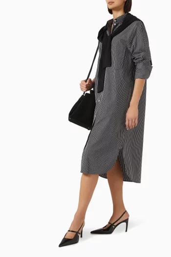 Striped Kimono-sleeve Shirtdress in Cotton