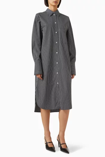 Striped Kimono-sleeve Shirtdress in Cotton