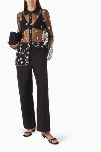 Sheer Shirt in Floral Tulle