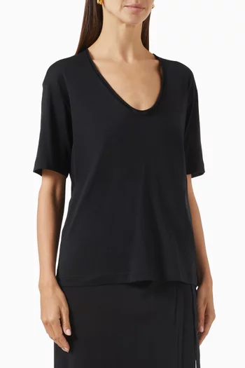 U-neck T-shirt in Organic Cotton Blend