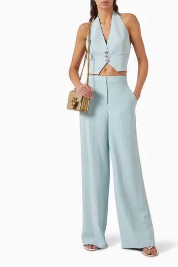 Halterneck Low-back Vest in Viscose Blend