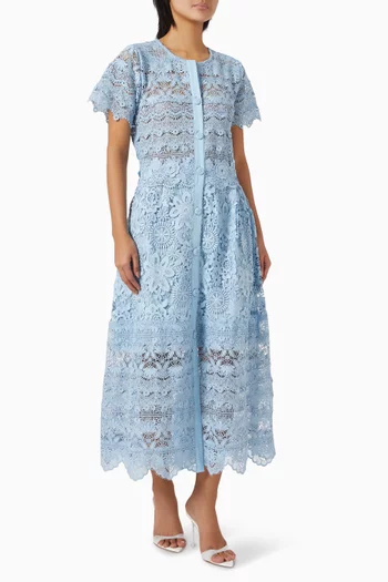Hibiscus Midi Dress in Guipure