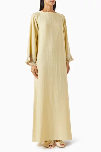 Fringe Maxi Dress in Linen