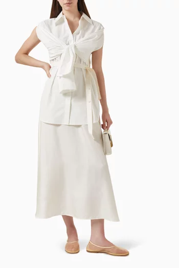 Combined Gilet Dress in Cotton-silk