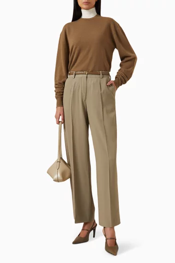 بنطال بقصة ساق واسعة مزيج صوف انسيابي