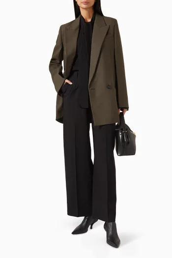 بنطال بقصة ساق واسعة مزيج صوف انسيابي