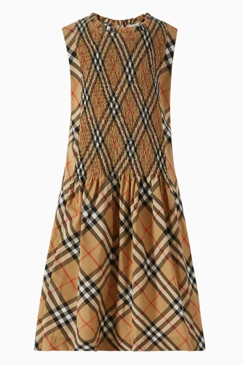 Check Print Dress in Cotton