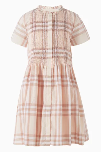Check Print Dress in Cotton