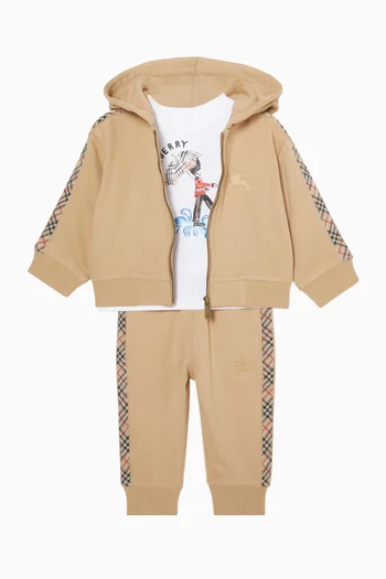 Check-tape Zip Hoodie in Cotton