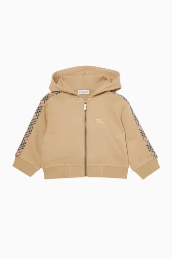 Check-tape Zip Hoodie in Cotton