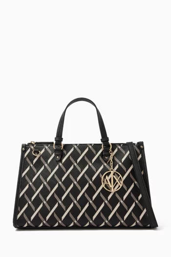 Gynger Patterned Lines Top-handle Bag