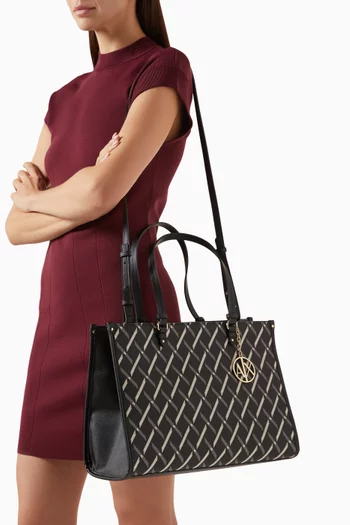 Gynger Square Patterned Lines Tote Bag