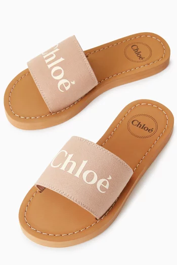 Logo-print Slip-on Sandals in Leather