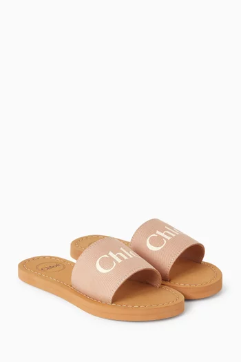 Logo-print Slip-on Sandals in Leather