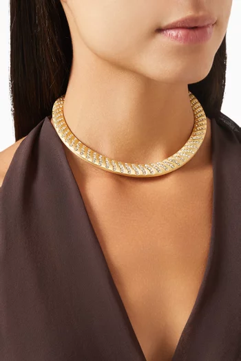 Aurora Wave Chunky Collar Necklace in 18kt Gold-plated Brass