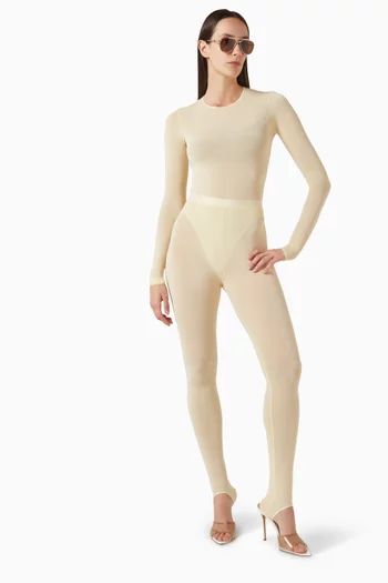 لغينغز شفاف بأشرطة أسفل القدم مزيج نايلون