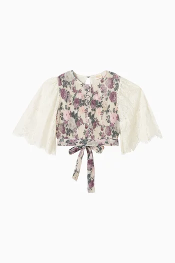 Starlet Floral-print Top in Plissé