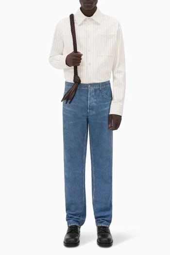 Printed Denim Boyfriend Jeans in Leather