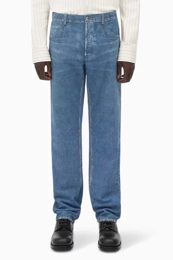 Printed Denim Boyfriend Jeans in Leather