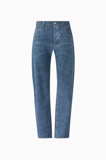 Printed Denim Boyfriend Jeans in Leather