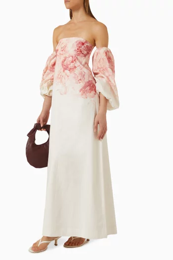 Jacqueline Strapless Dress in Linen-cotton