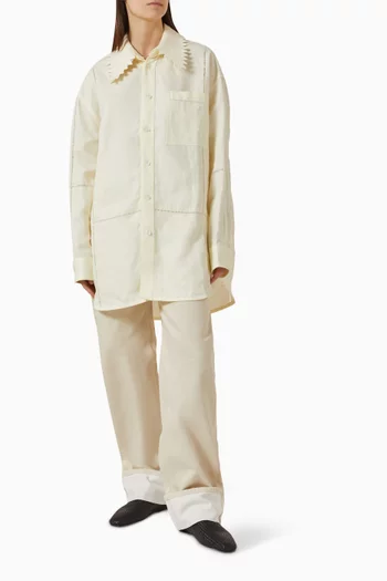 English Embroidery Shirt in Linen