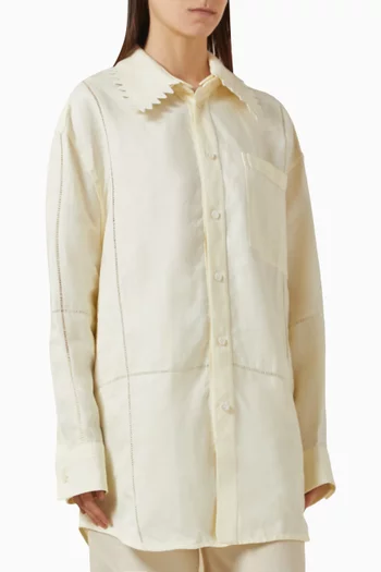 English Embroidery Shirt in Linen