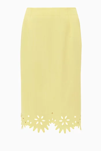 English Embroidery Midi Skirt in Viscose & Silk