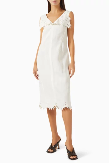 English Embroidery Midi Dress in Viscose-silk