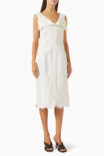 English Embroidery Midi Dress in Viscose-silk