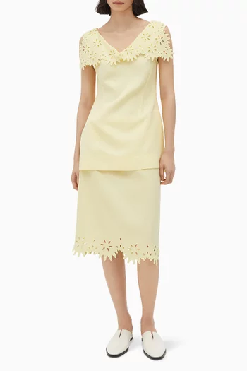 English Embroidery Top in Viscose & Silk