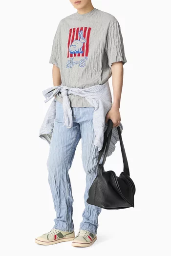 Printed T-shirt in Crushed-cotton Jersey
