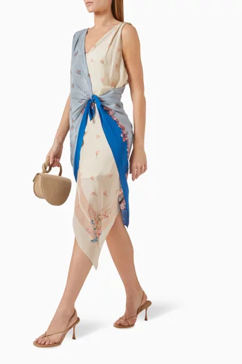 Cantone Wrap-style Midi Dress in Silk