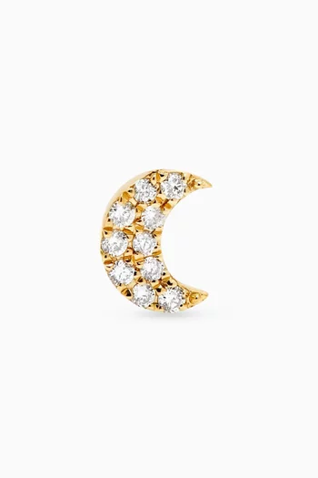 Moon Diamond Pavé Single Stud Earring in 18kt Yellow Gold