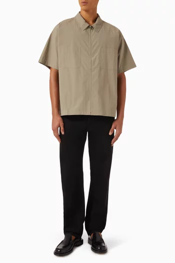 Light Zip Shirt in Cotton Poplin