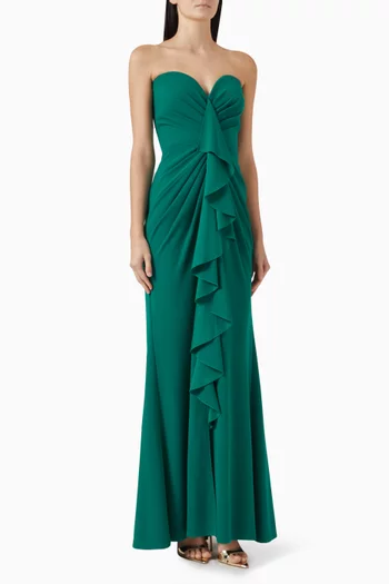 Strapless Ruffle Gown in Crepe