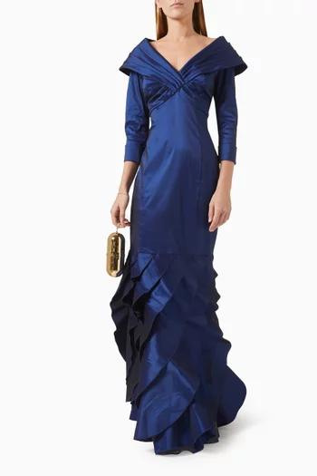 Blythe Portrait Collar Gown in Taffeta