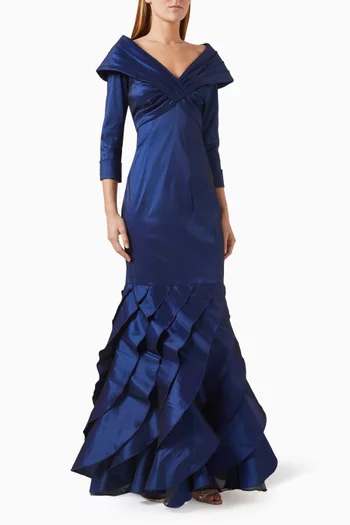 Blythe Portrait Collar Gown in Taffeta
