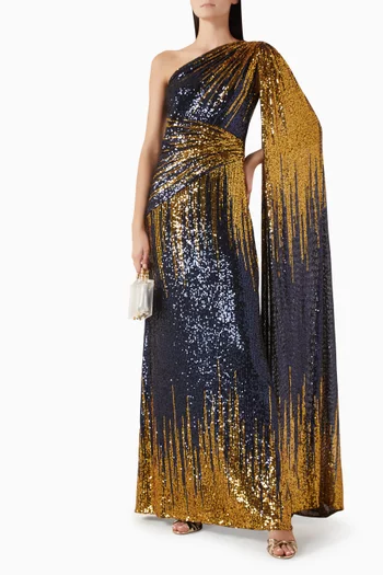 Ombre One-shoulder Gown