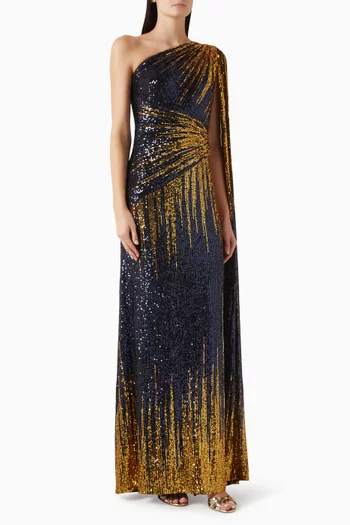 Ombre One-shoulder Gown