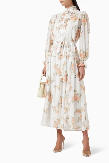 Floral Ruffle Midi Dress