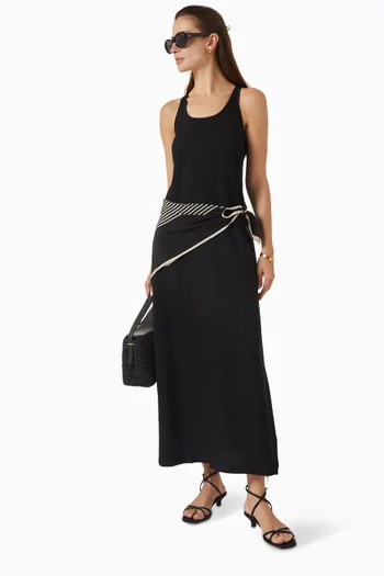 Scoop-neck Sablé Dress in Viscose