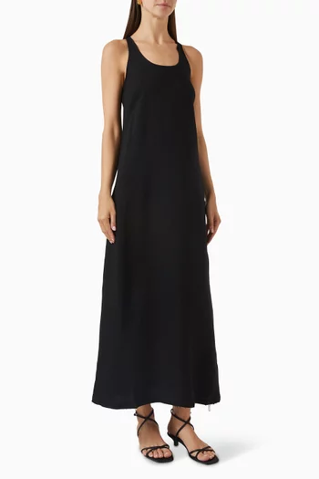 Scoop-neck Sablé Dress in Viscose