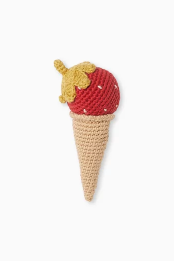 Strawberry Ice Cream Rattle in Organic Cotton