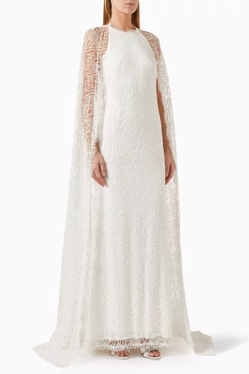 Piers Embroidered Cape Bridal Gown