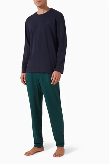 Cuffed Pyjama Set in Stretch Cotton