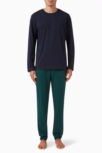 Cuffed Pyjama Set in Stretch Cotton