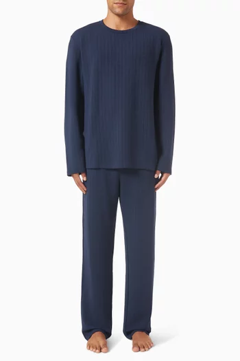 طقم بيجاما بتصميم طويل قطن